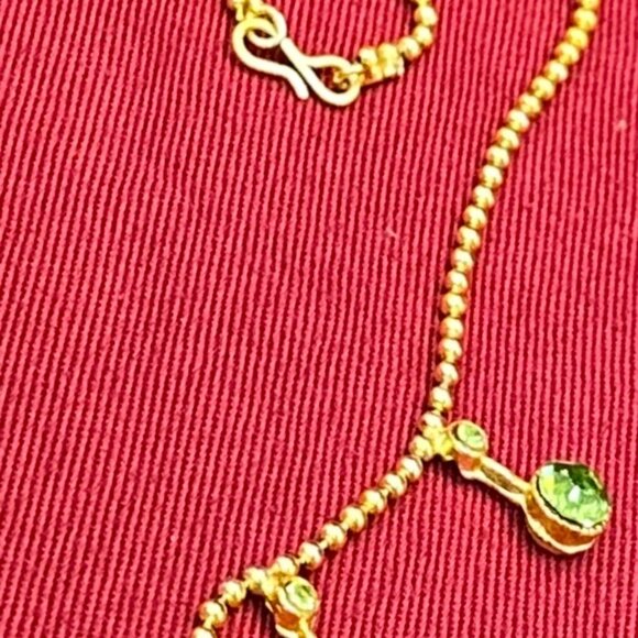 Green Faceted Crystal Necklace on Gold-Tone Round Ball Chain - Picture 14 of 16